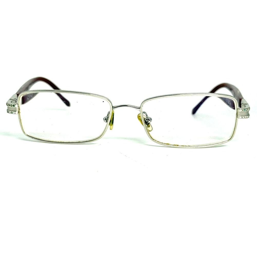 Tiffany & Co TF 1003 B Silver Burgundy Rhinestone Roman Numeral Eyeglasses 51-16